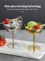 Vaisselle de fête pour bar et maison : coupelles à glace, plats à collation, assiettes à fruits, yaourts et gâteaux, bols à dessert, saladiers en acier inoxydable