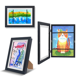 Childrens Art <b>Frame</b> <b>Black</b> Rectangle Sliding Flip Top Wall Mountable Picture <b>Frame</b> For Living Room Bedroom Study Entryway - Product Image 1