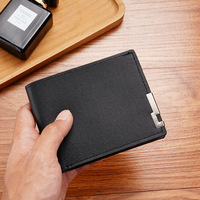 Dompet Pendek Anti Maling Pria JIANGBAO Gaya Korea Berbingkai Besi Horizontal Multi-Kartu untuk Pria Muda Tempat Kartu Trendy