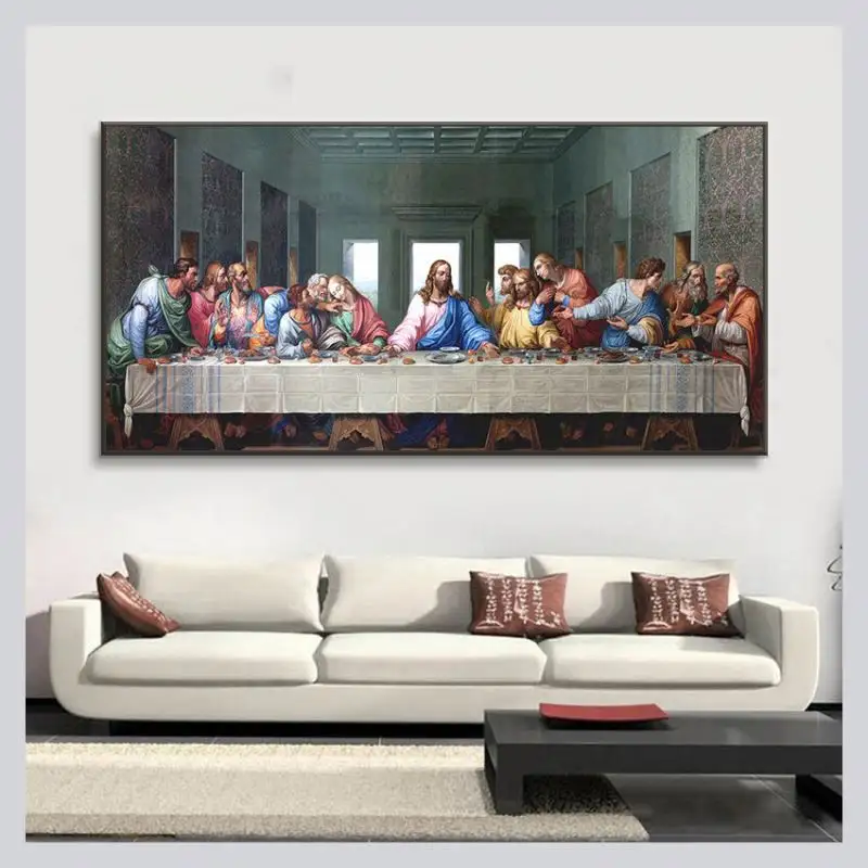 ダヴィンチの最後の夕食ポスター壁アートキャンバス絵画有名な絵画リビングルームの装飾のための写真を印刷Cuadros
