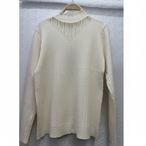 Maglioncino Casual da donna in maglia a coste di taglia XS alla moda con etichetta frontale per l'acquisto all'ingrosso all'ingrosso dell'autunno inverno - Product Image 1