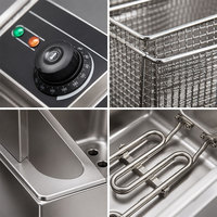 Friteuse à double cuve 6L + 6L en acier inoxydable, machine à frire électrique 2500W, pour snack-bar, cuisine commerciale