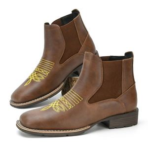 2026 Men's Luxury Leather Chelsea <b>Boots</b> Square Toe Comfortable Durable Stylish Men Cowboys Versatile Shoes for Formal Occasions - Product Image 1