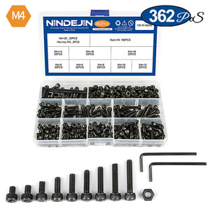 Metric 12.9 lớp đen M4 thép hình lục giác ổ cắm allen key Head cap vít bu lông Nuts Bộ dụng cụ - Product Image 2