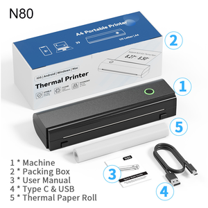 Multifunctional <b>Portable</b> N80 <b>A4</b> Thermal <b>Printer</b> Supports 210/216mm Width Thermal Paper Printing USB - Product Image 1