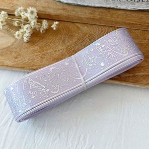 Ruban en satin polyester holographique rose colombe de 2,5 cm, couleur personnalisée, fantaisie, pour cadeaux de mariage, de douche nuptiale et d'anniversaire - Product Image 6