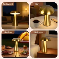 Lampe de table champignon portable rechargeable pour bureau, lecture, chevet, chambre à coucher, décoration intérieure, en métal, pour chambre et bureau