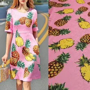 Multi Colour pineapple pattern woven brocade jacquard clothing fabrics for European Market