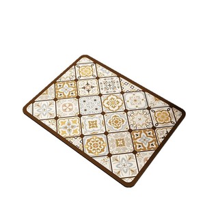 Tapete de mesa absorbente y de secado rápido de tierra de diatomeas con diseño floral retro americano, tapete de drenaje para cocina doméstica, vajilla y utensilios. - Product Image 5