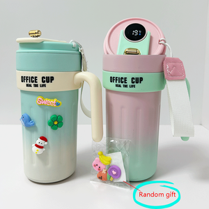 Taza inteligente de acero inoxidable de 22oz 650ml con pantalla LED de temperatura estilo degradado, con tapa y asa, taza inteligente con indicador de temperatura. - Product Image 2