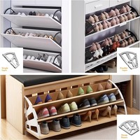 Étagère à chaussures pliable noire à trois niveaux en métal pour la maison, le bureau, la cuisine, le salon, la chambre à coucher, faible MOQ 2 pièces