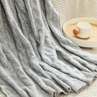 Plaid en tricot torsadé nordique, texture tressée en laine douce, couvre-lit, couverture de canapé, vente en gros