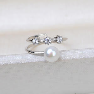 Anneau ouvert en argent S925, accessoires de bijoux en perles DIY, support vide pour anneau de cheveux et anneau de doigt, anneaux de mode 1884 - Product Image 3