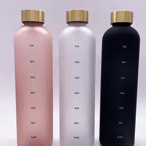 WHY96 Tritan Gradient Space Cup 1000ml Water Bottle Large Capacity Frosted Leak-proof Plated Copper Stainless Steel Lid