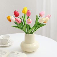 Bunga Tulip Artifisial Poliuretan Multi Warna, Sentuhan Alami, Tahan Lama, Gaya Segar, Hiasan Meja Pernikahan, Vas Rumah, Balon