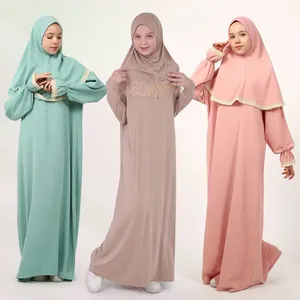 Ramadan Twee Stukken Abaya Gebed Hijab Set Op Maat Kinderen Meisjes Islamitische Gebedsjurk Moslim Gebedsjurk