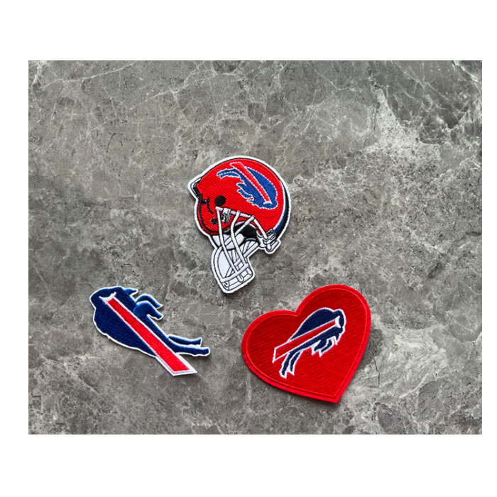 Lot De 10 Patches Brodés Buffalo Bills - Logo NFL - 8,1 X 4,5 Cm - À Coudre Ou Thermocoller