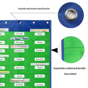 Back-to-school Green 420D Polyester PVC Classroom Wall Decoration File Homework <b>Storage</b> <b>Hanging</b> <b>Bag</b> 27 Pockets - Product Image 5
