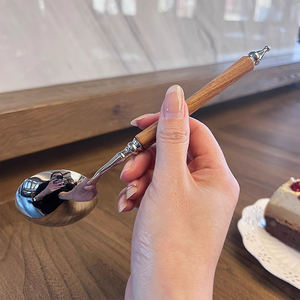 Cuillère à <span class=keywords><strong>soupe</strong></span> Saint-Bao en acier inoxydable avec manche imitation bois, style vintage français, pour servir la <span class=keywords><strong>soupe</strong></span>, le riz et les pâtes - Product Image 3