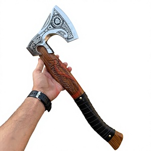 Hacha Vikinga de Doble Hoja Forjada a Mano con Mango de Madera de Palisandro, Acero con Alto Contenido de Carbono, Herramienta de Supervivencia DIY - Product Image 1