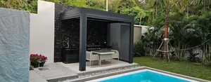 Toldo motorizado para jardín al aire libre Pérgola Techo con persianas Sunroom Gazebos Louvre de aluminio impermeable