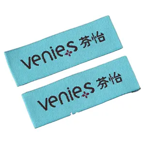 Etiqueta de cuello tejida personalizada para ropa, producto de fábrica China