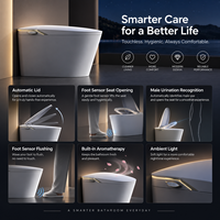 Bidet intelligent mains libres avec couvercle à ouverture automatique, bouton unique, capteur de pied, chasse d'eau, siège chauffant et séchoir à air chaud