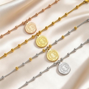 Pulsera de Cadena con Cuentas de la Virgen María en Acero Inoxidable Chapado en Oro Vintage para Mujer, Amuletos Religiosos de Moda para Uso Diario - Product Image 3