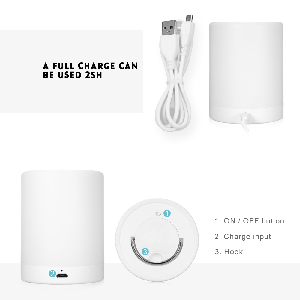 Rechargeable Smart LED Touch Control Night Light Induction Dimmer Intelligent Bedside Portable Lamp Dimmable RGB Color Change