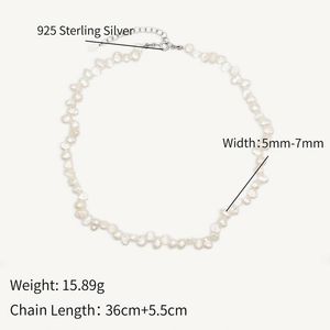 क्रिस्ल ताजे पानी के मोती हार 925 चांदी के बारोक मोती स्ट्रैंड हार हार हार - Product Image 4