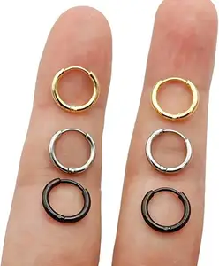 Stainless Steel Round Hoop Ear Cuff Clip On Stud Drop Heart Earrings 8mm 10mm 12mm 14mm 16mm 20mm 25mm 30mm For Women