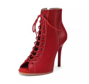 Sandales bottes en cuir pour femmes, à lacets, ajourées, à talons hauts, style jazz, à bout ouvert, <span class=keywords><strong>chaussures</strong></span> <span class=keywords><strong>de</strong></span> <span class=keywords><strong>danse</strong></span>, grandes tailles - Product Image 2