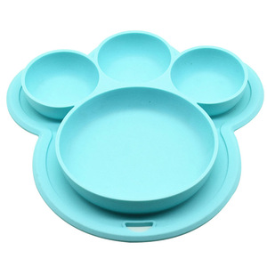 Assiette d'alimentation pour bébé en silicone avec compartiments, en forme de patte, pour enfants de 1 à 2 ans, facile à nettoyer, matériau de qualité alimentaire - Product Image 2