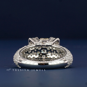 Anillo de Diamantes Amarillos de Lujo para Mujer, Oro Blanco de 14K, Banda Ancha con Detalles Laterales de Diamantes, Joyería de Compromiso, Regalo - Product Image 5