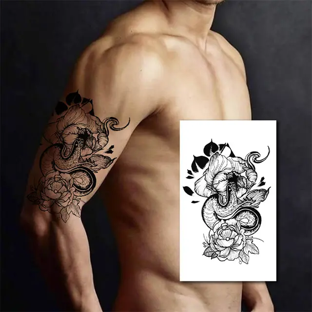 Personalizzato Anubis temporaneo Hanna Tattoo Sticker Stencil tatuaggio a mano con fiore adesivo tatuaggio impermeabile nero