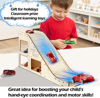 Nouveau produit tendance : Étagère de rangement multifonctionnelle moderne sur pied avec rampe de course en bois pour voitures miniatures pour enfants