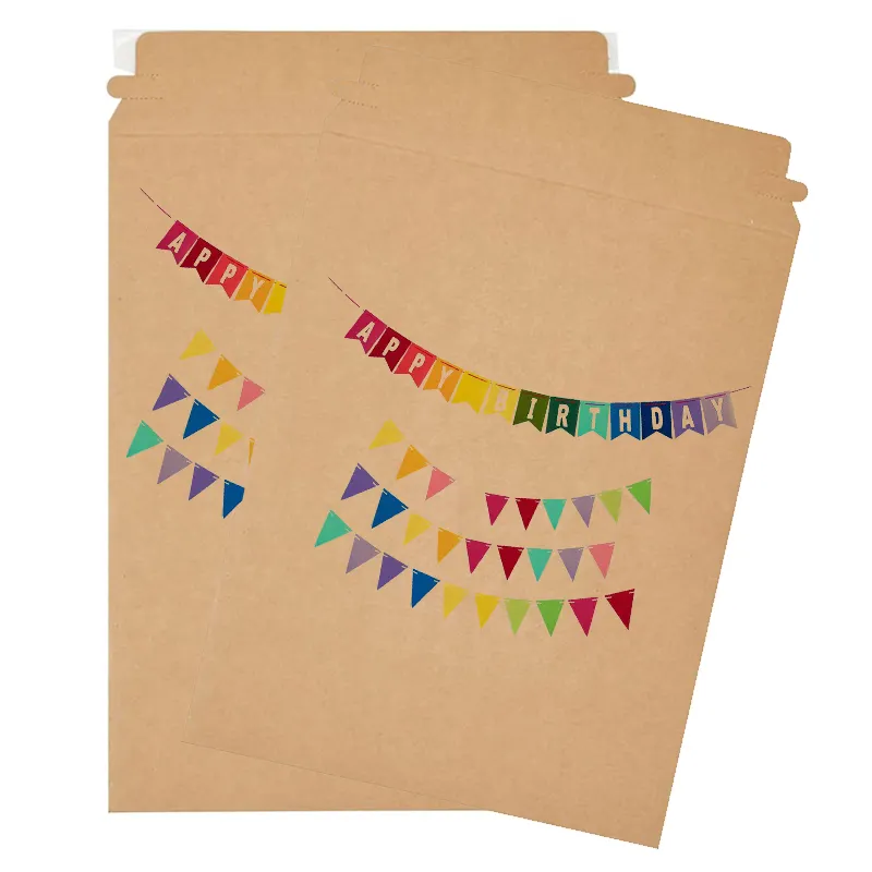 Индивидуальный логотип, печать, флаги на день рождения, упаковка, картонные коричневые крафт-бумажные конверты, плоские конверты