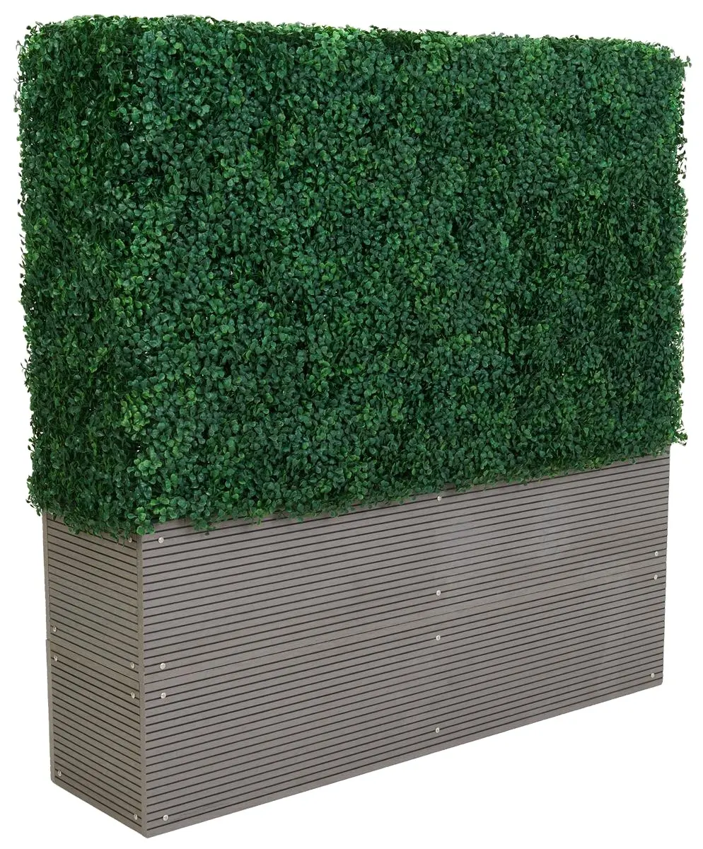 wall garden lawn plastic faux milan grass privacy screen fence plant artificial boxwood hedge with planter box