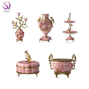 Serie Fiori di Ciliegio Rosa, Classica Decorazione per la Casa in Porcellana di Rame con Pappagallo <span class=keywords><strong>Antico</strong></span>, Opera d'Arte Retrò, <span class=keywords><strong>Arredamento</strong></span> di Lusso - Product Image 1