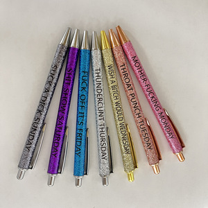 7 pezzi penna regalo per sette giorni della settimana vibrante passivo negativo clic divertenti penne Glitter - Product Image 5
