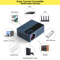 Mini projecteur LCD portable 2025 avec lampe LED, haut-parleurs intégrés, prend en charge la résolution 1080P HD/USB/AV, pour les présentations de bureau, utilisation en intérieur/extérieur, 100