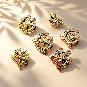 OEM Zinc Alloy Cambodia Buddhism Lapel <b>Pin</b> Custom 3D Star Laurel Religious Badge For Souvenir Collectible Gifts - Product Image 3