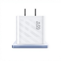 Adaptor Charger Cerdas Dual Port 65W GaN Tech PD3.0 PPS Tipe-C Tipe-A dengan Chip Pintar, Colokan US, untuk Laptop, Ponsel, dan Tablet