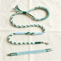 Ensemble collier et laisse pour chien assorti, personnalisé, en macramé doux, tissé à la main, style bohème, pour l'entraînement des chiots et accessoires pour animaux de compagnie, vente en gros