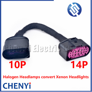 1PCS 10p để 14P chuyển đổi khai thác cắm 1j0973737 <span class=keywords><strong>1j0973835</strong></span> cho VW Audi Halogen đèn pha chuyển đổi đèn Pha Xenon Adapter Cáp - Product Image 1