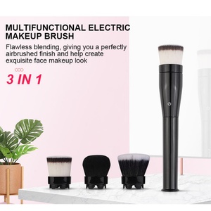 Pinceau de maquillage électrique automatique rotatif à 360 degrés personnalisé avec étiquette privée, 3 en 1, pour fond de teint, anticernes, fard à joues, avec étui - Product Image 2
