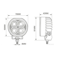 Lampe de travail LED ronde de 3 pouces, large faisceau lumineux, IP69K, 9-80V, lampe auxiliaire LED pour camions, tracteurs, remorques, machines agricoles