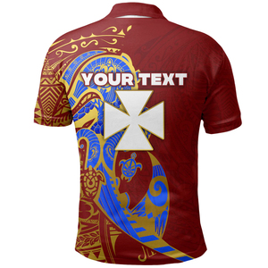 Polo personnalisé à Wallis-et-<span class=keywords><strong>Futuna</strong></span> Chemise à manches courtes en polyester respirant pour hommes, tenue décontractée, imprimé tribal polynésien, quantité minimale de commande bas - Product Image 3