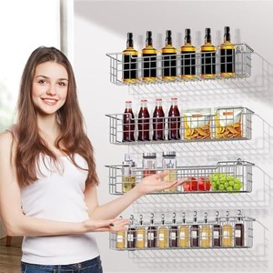 Multi Tiered Spice Rack Wall Mounted Stainless Steel <b>Kitchen</b> <b>Storage</b> Organizer For Spices And Condiments - Product Image 1