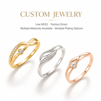 Bagues en métal personnalisées Mosen en gros, bijoux en or avec infini serti, solitaire en argent, plume incurvée, vague pavée, alignement de zircons cubiques